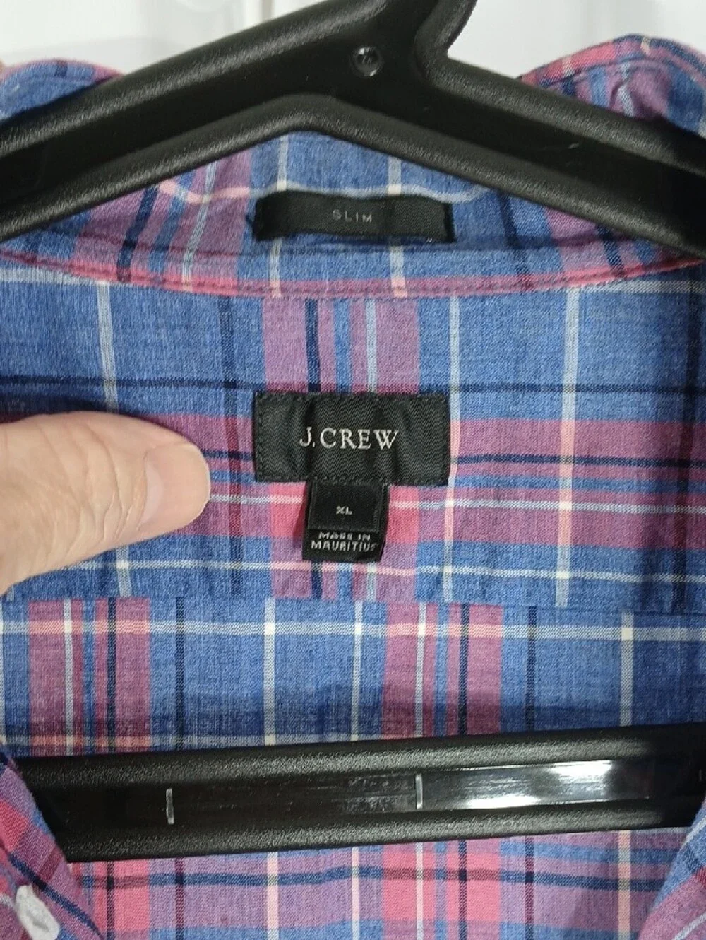J. Crew Blue and Pink Plaid Cotton Button-Down mens Shirt